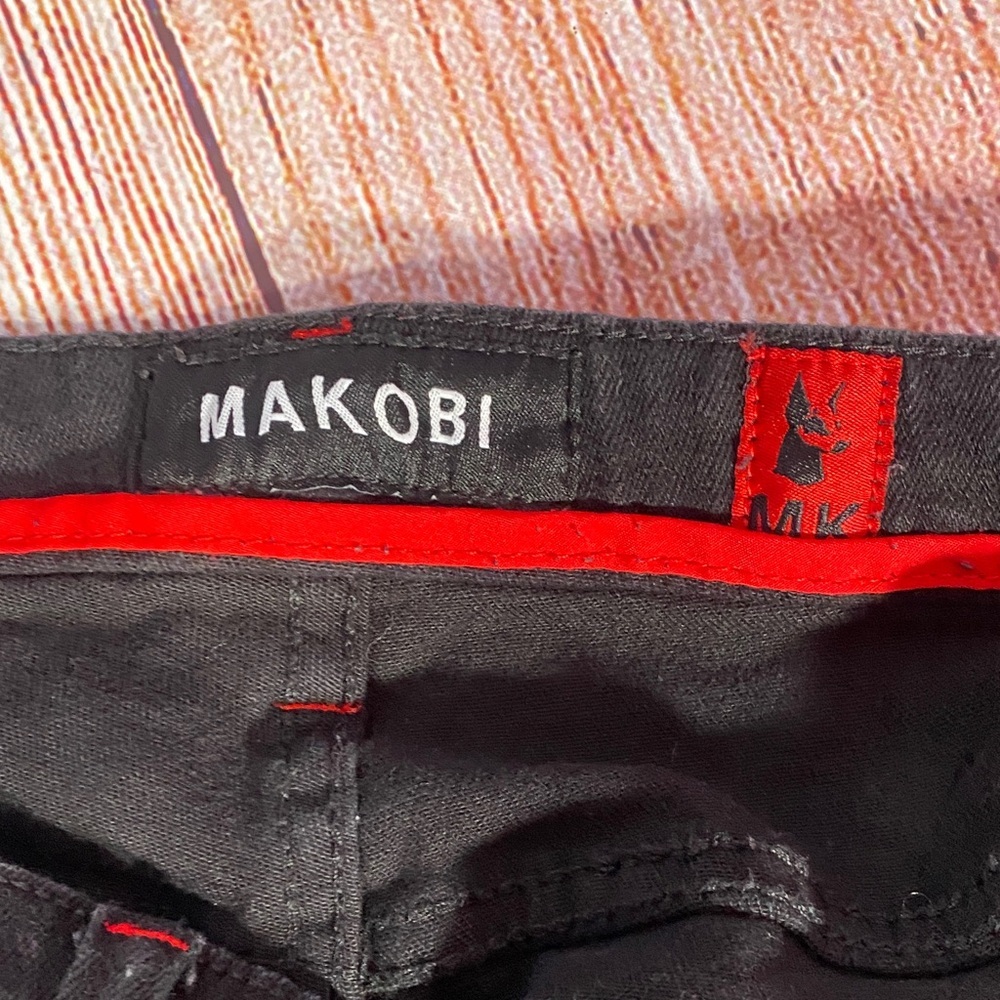 Makobi Distressed Paint Splatter Black Jeans Men’s 40x32 Streetwear Denim - Picture 8 of 13
